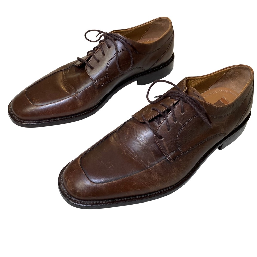 Tasso Elba Brown Leather Square Toe‎ Derby Dress Shoes Men's Size 10 D